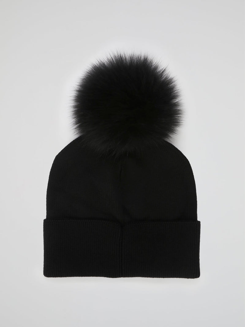 Black Strass Skull Pom Pom Beanie