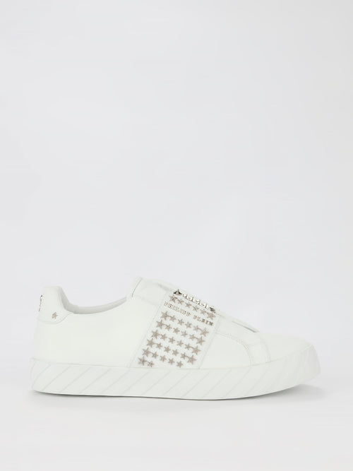 White Star Studded Slip-On Sneakers