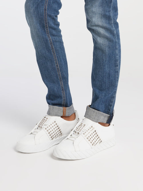 White Star Studded Slip-On Sneakers