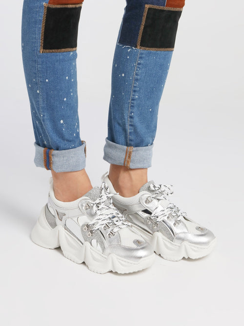 Runner Crystal Metallic Chunky Sneakers