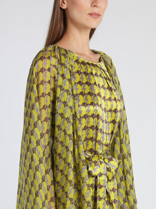 Cameron Green Butterfly Sleeve Midi Dress