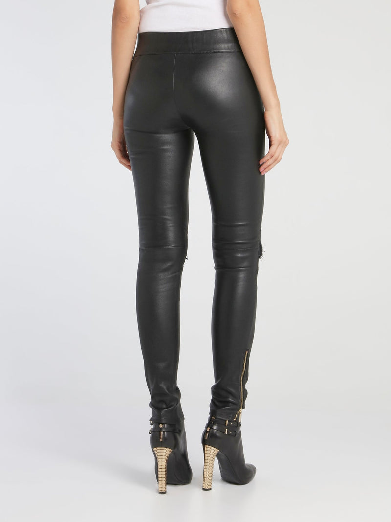 Chloe Black Distressed Leather Pants