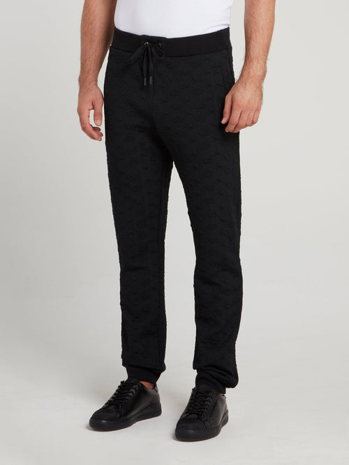 Black Embossed Monogram Trousers