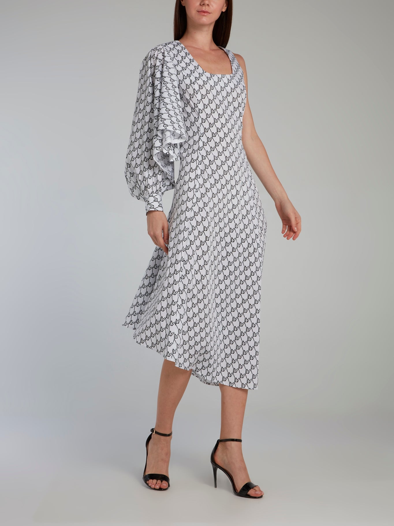 Monogram Print Single Sleeve Dress