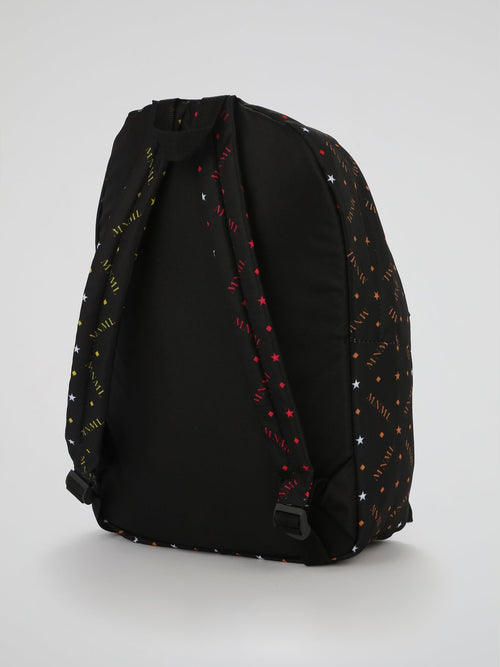 Black Rhombus Monogram Print Backpack