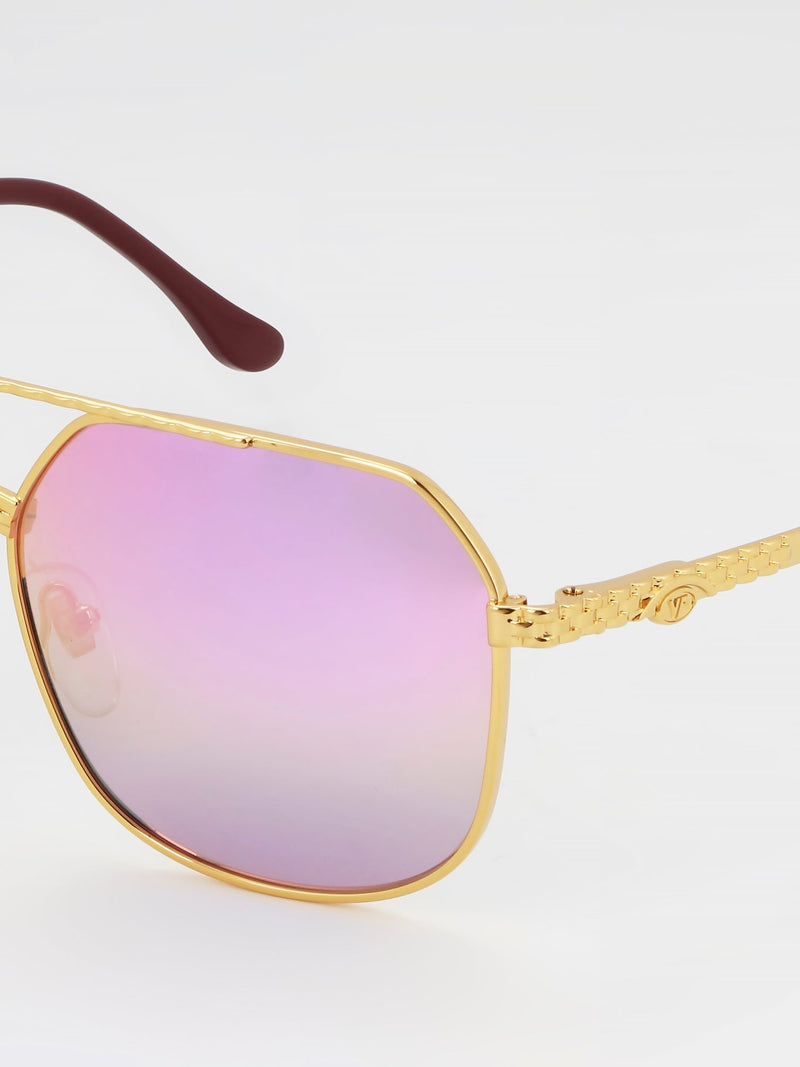 Purple Flat Lens Aviator Sunglasses