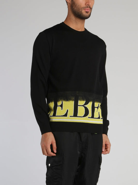 Black Logo Hem Wool Jumper