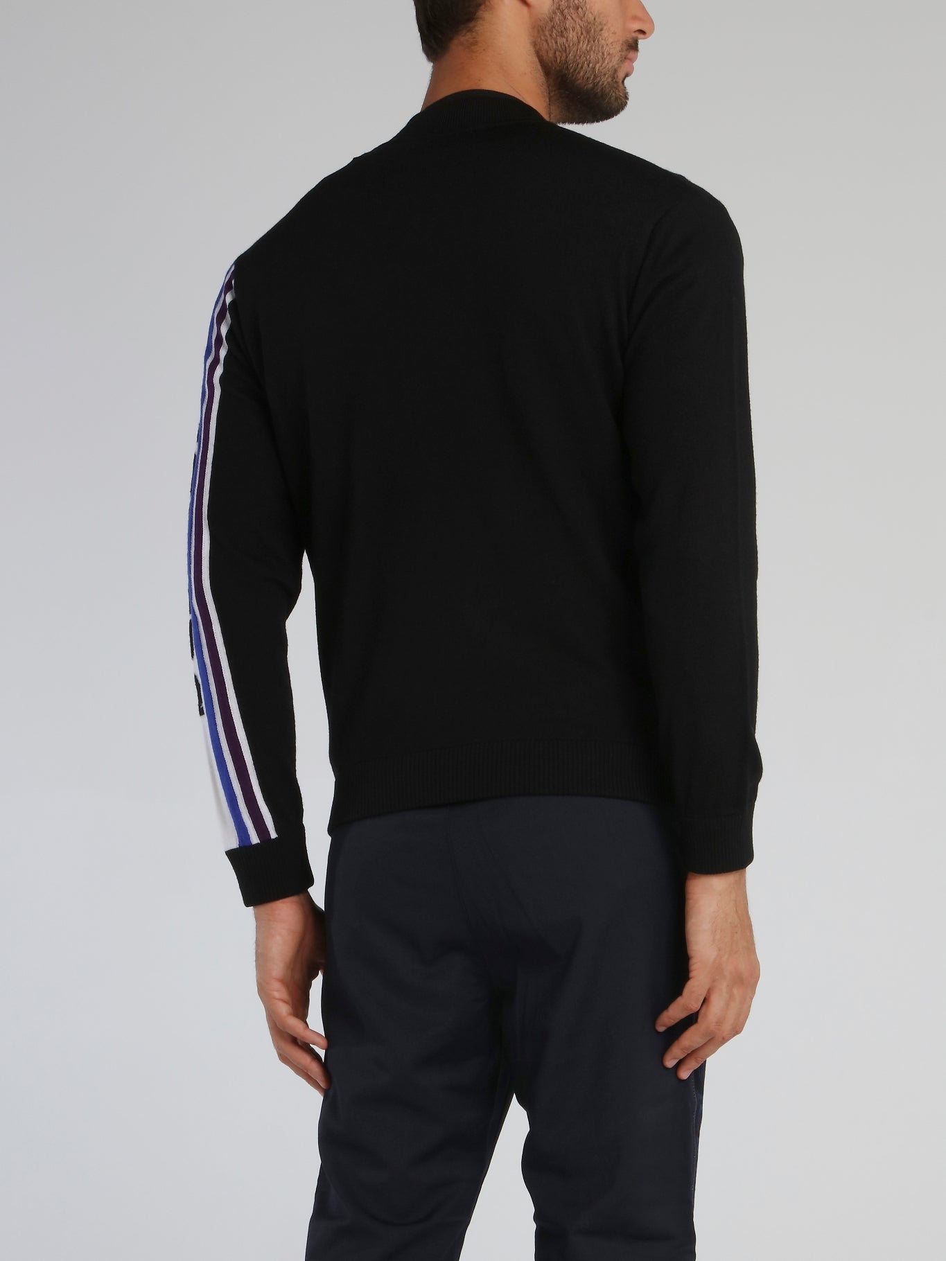 Black Logo Sleeve Knitted Blouson