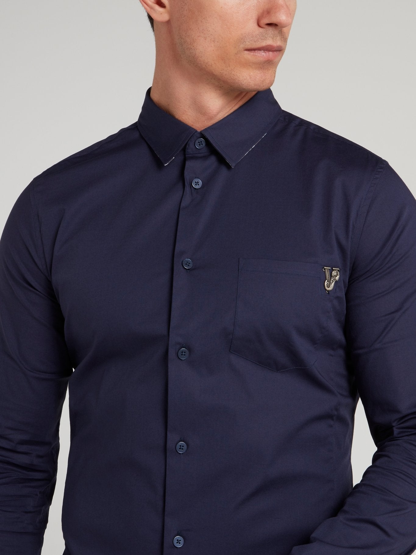 Navy Logo Embellished Shirt