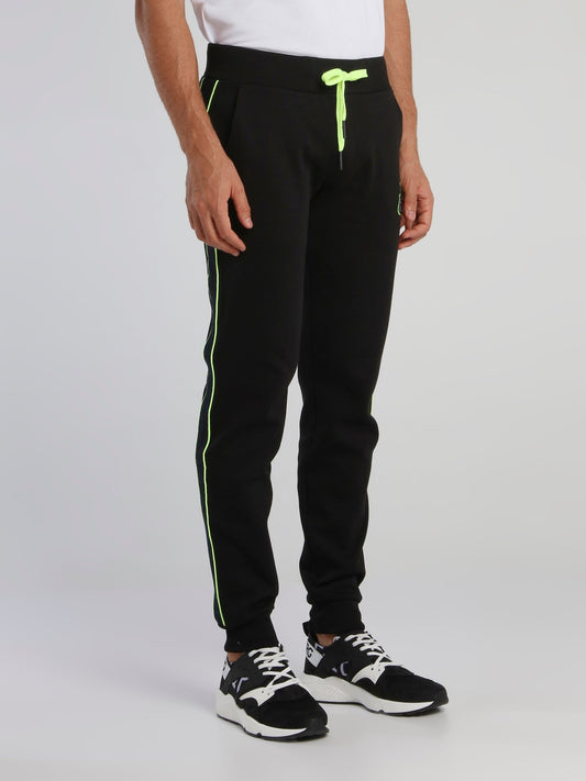 Black Monogram Drawstring Active Pants