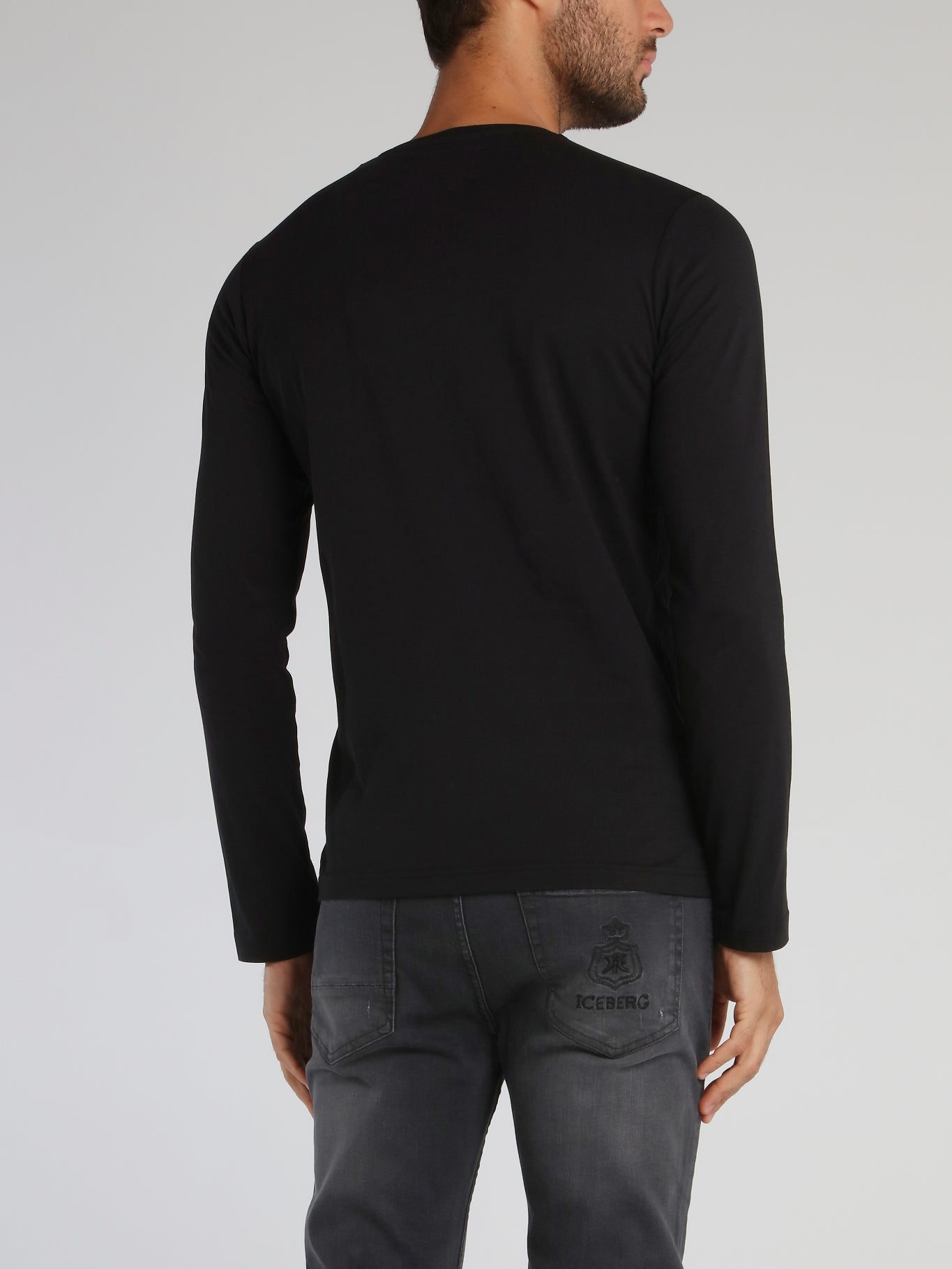 Black Long Sleeve With Embroidered Logo T-Shirt