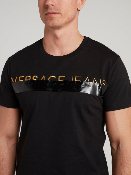 Black Logo Embroidered T-Shirt