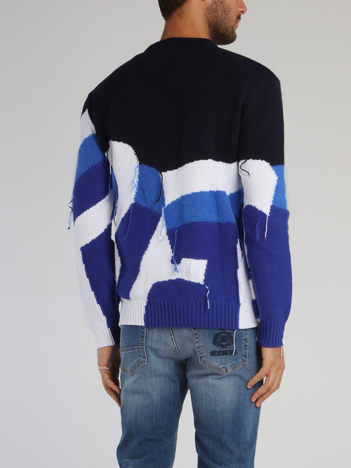 Blue Fray Detail Jumper