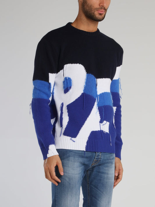 Blue Fray Detail Jumper