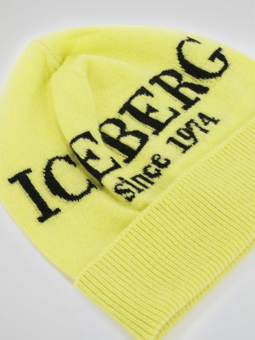 Yellow Logo Cashmere Knitted Beanie