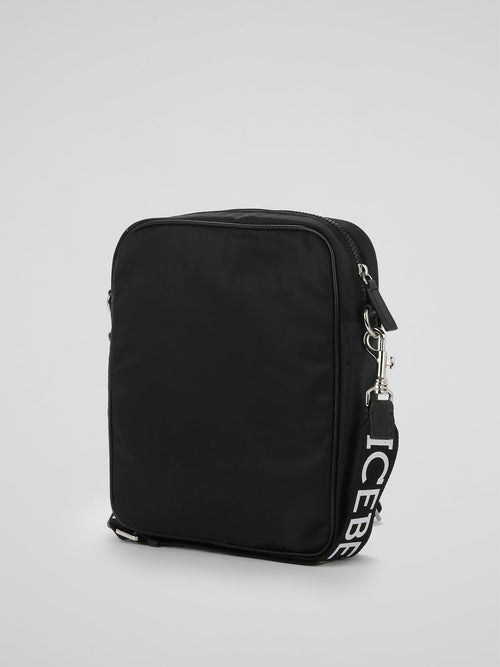 Black Logo Strap Crossbody Bag