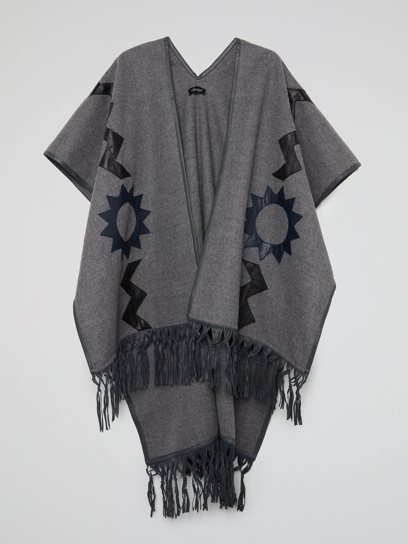 Grey Fringe Hem Poncho