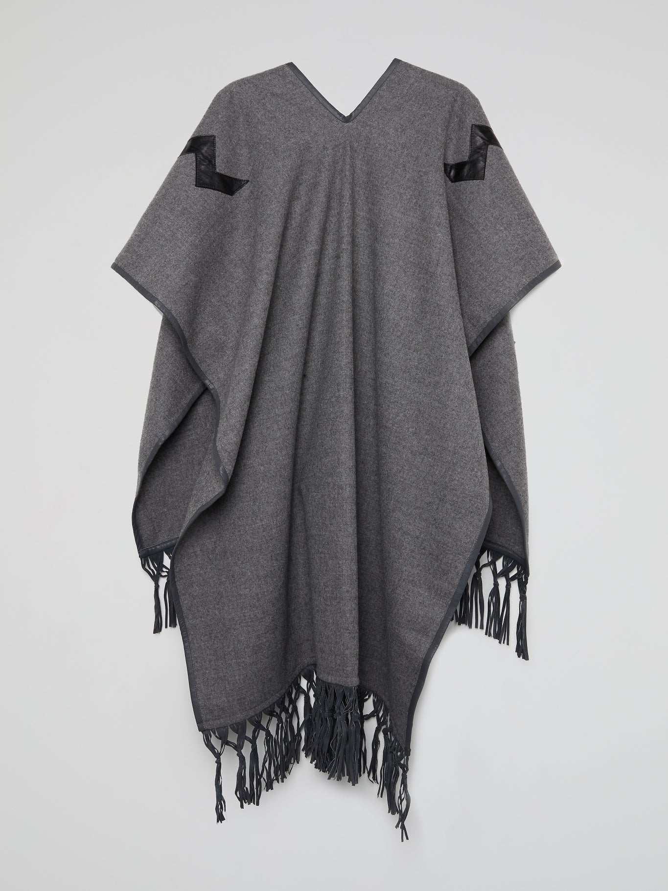 Grey Fringe Hem Poncho