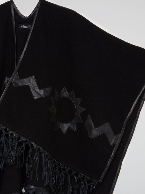 Midnight Black Fringe Hem Poncho