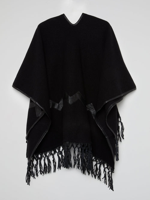 Midnight Black Fringe Hem Poncho