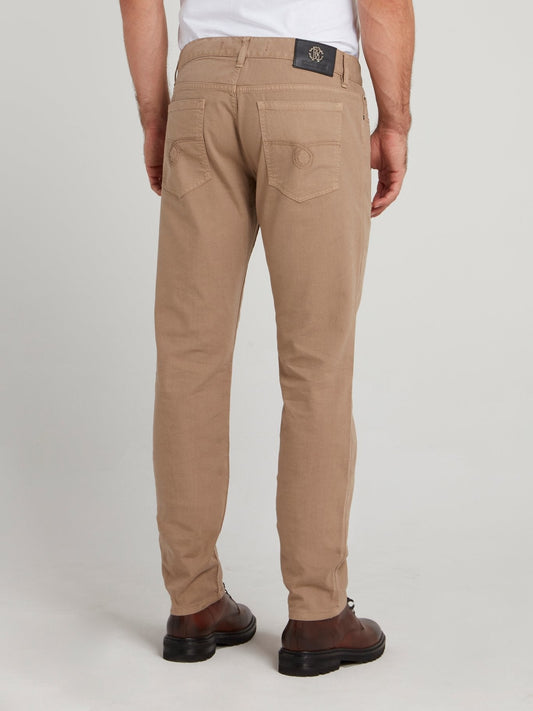 Beige Straight Fit Pants