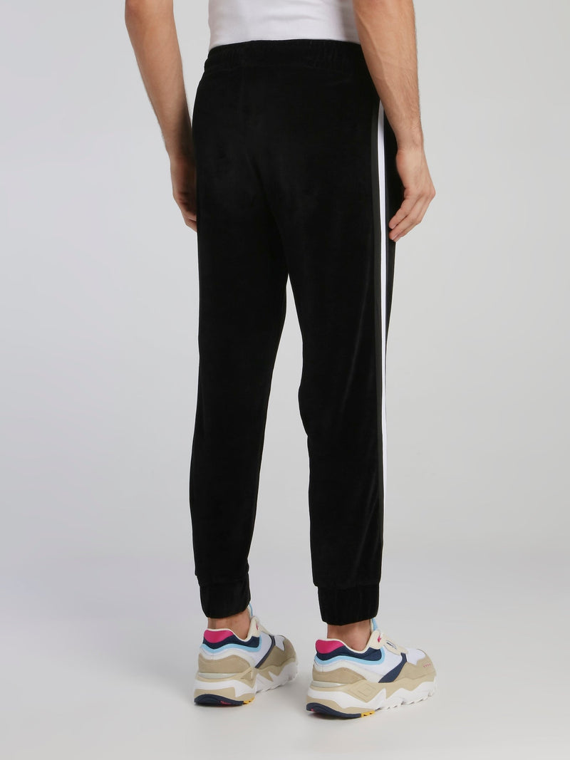 Black Waistband Chenille Track Pants