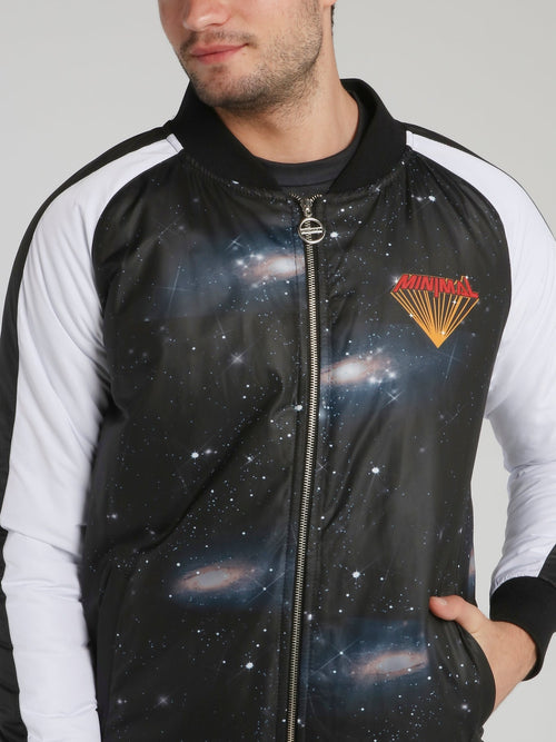 Universe Print Raglan Bomber Jacket