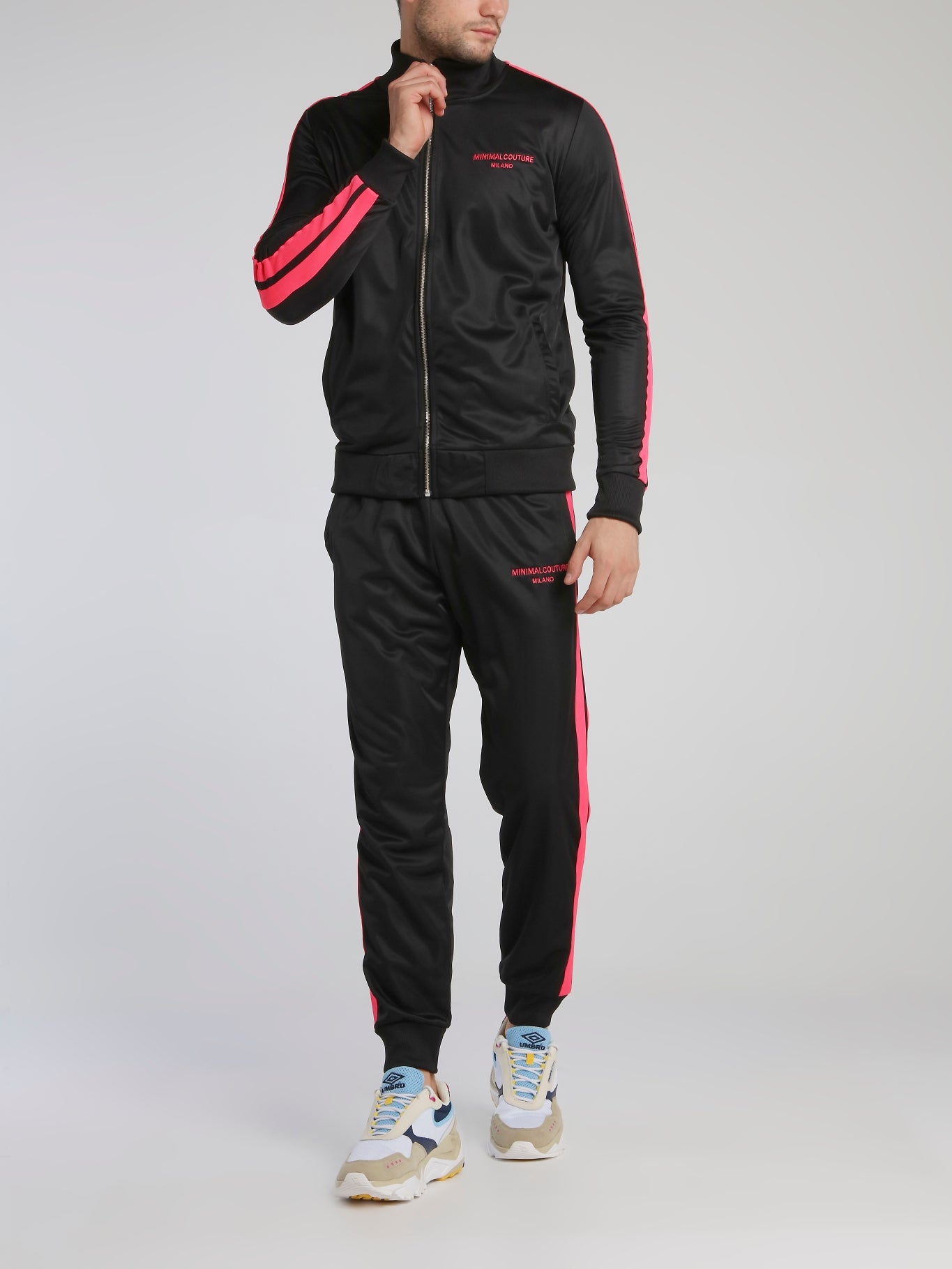 Black with Pink Contrast Lining Sweatshirt