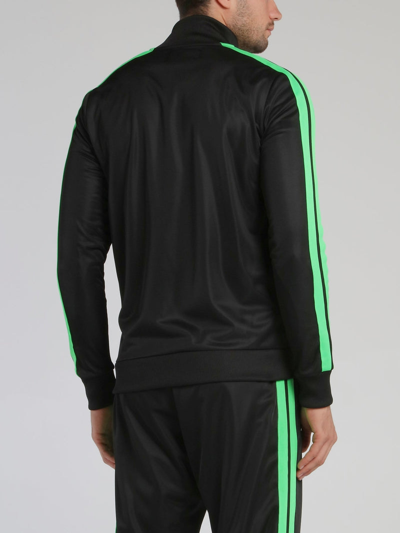 Black with Green Contrast Lining Sweatshirt