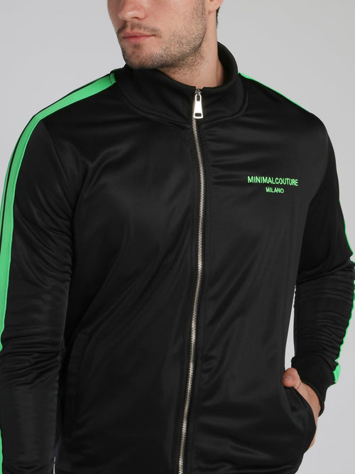 Black with Green Contrast Lining Sweatshirt