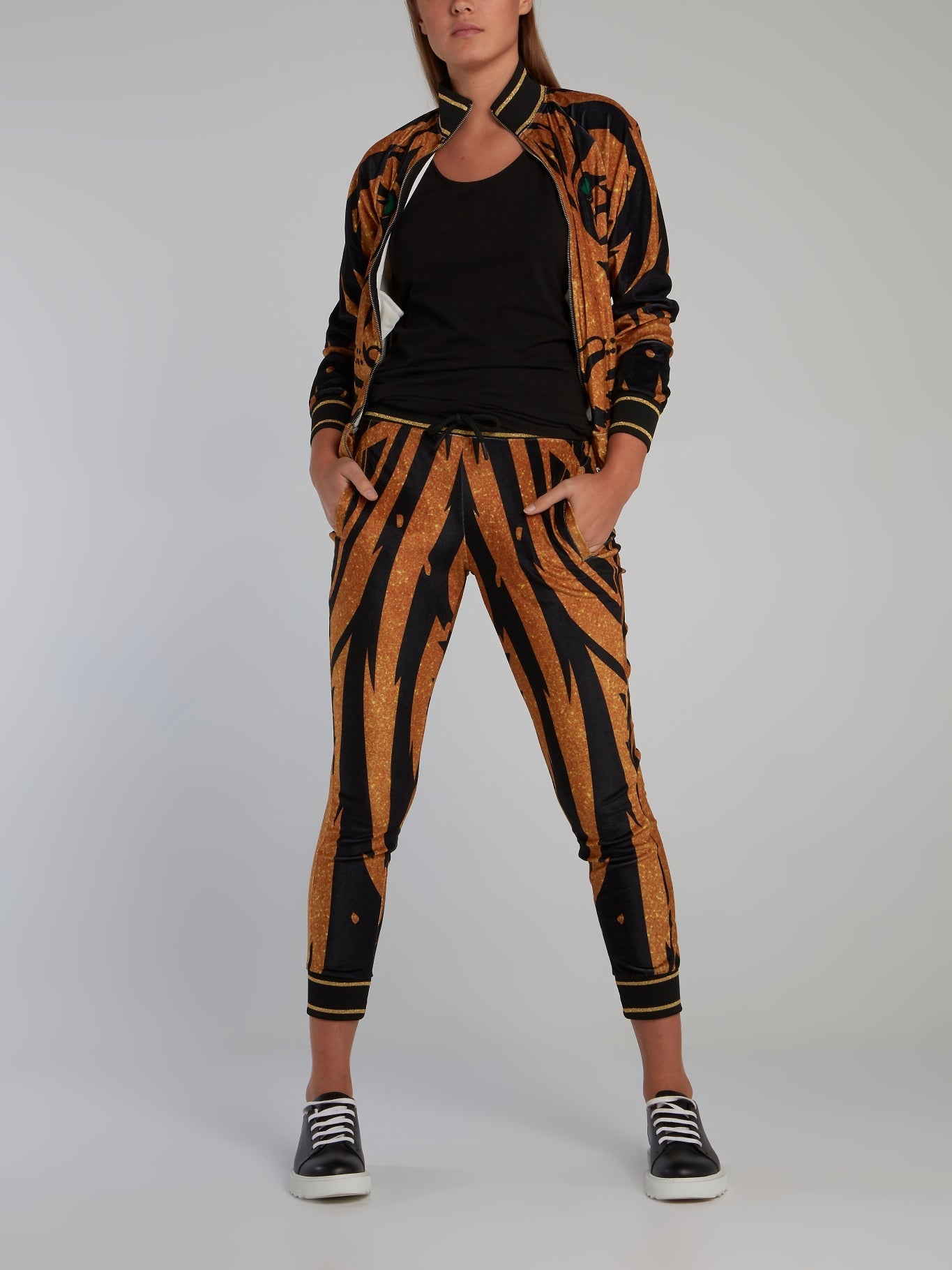 Gold Tiger Chenille Capri Pants