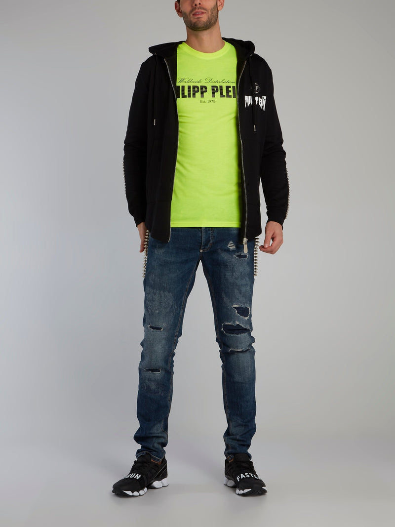 Neon Yellow Classic Logo Crewneck T-Shirt