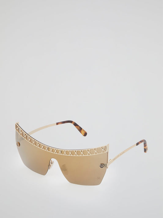 Gold Rimless Square Sunglasses