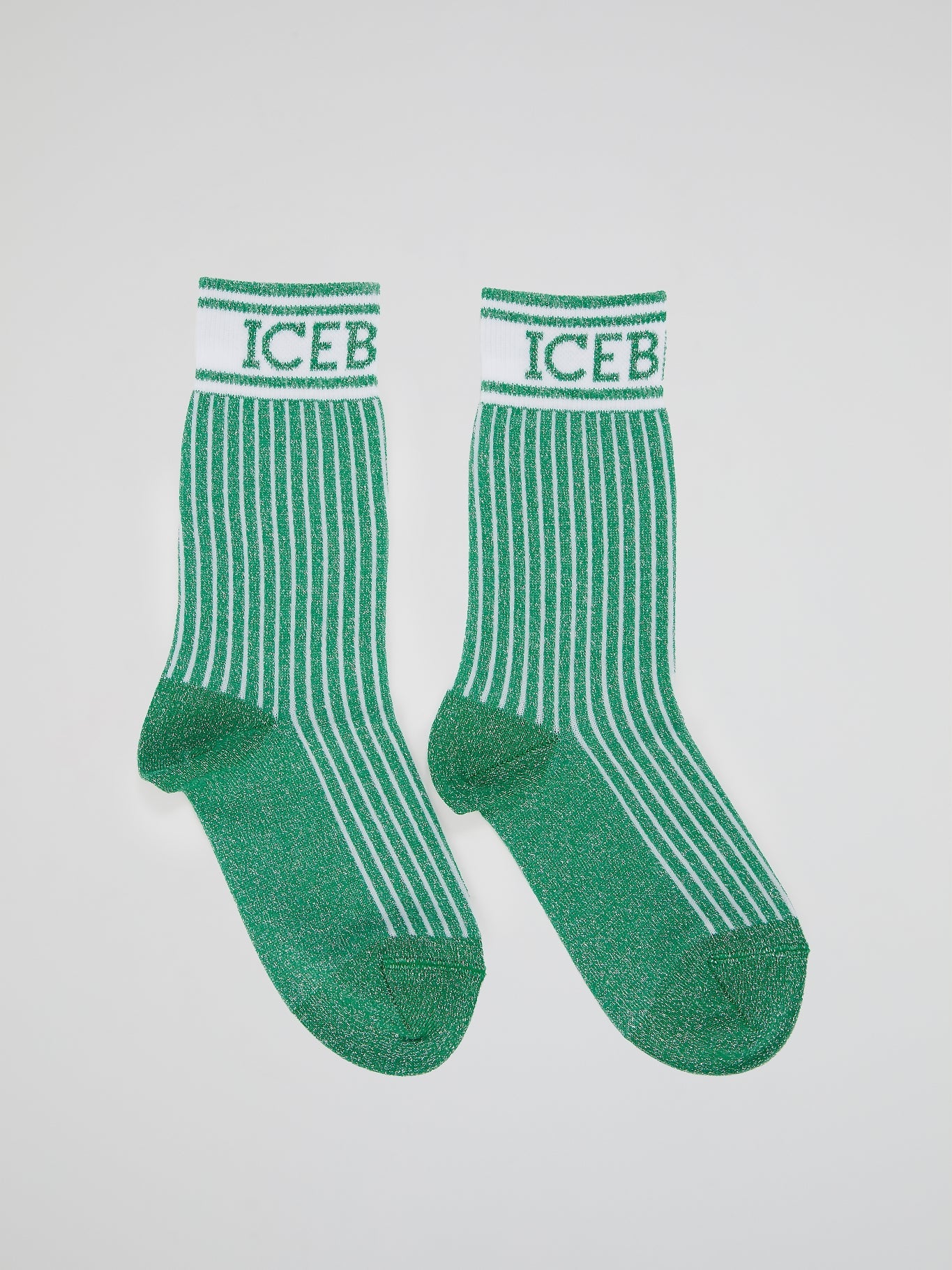 Green Logo Trim Crew Socks