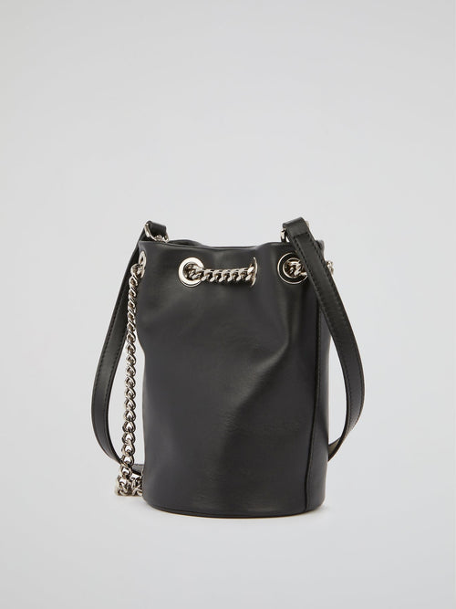 Black Leather Bucket Bag