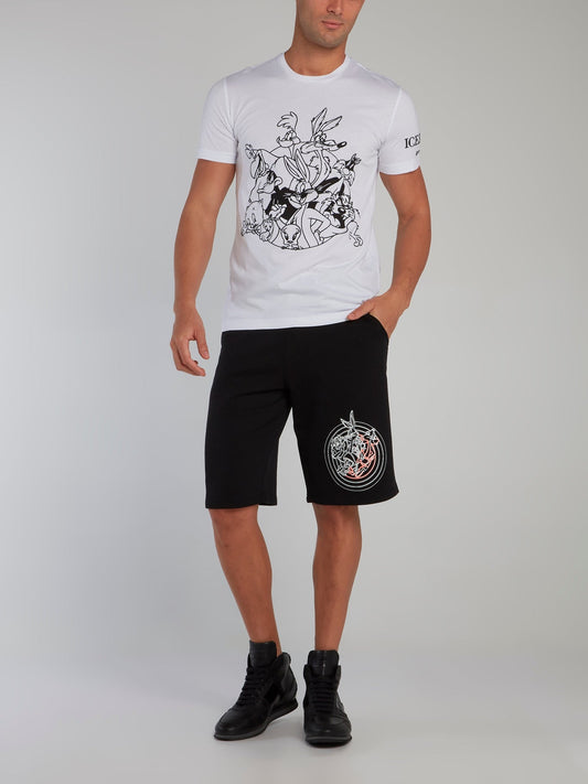 Looney Tunes White Contrast Embroidered T-Shirt