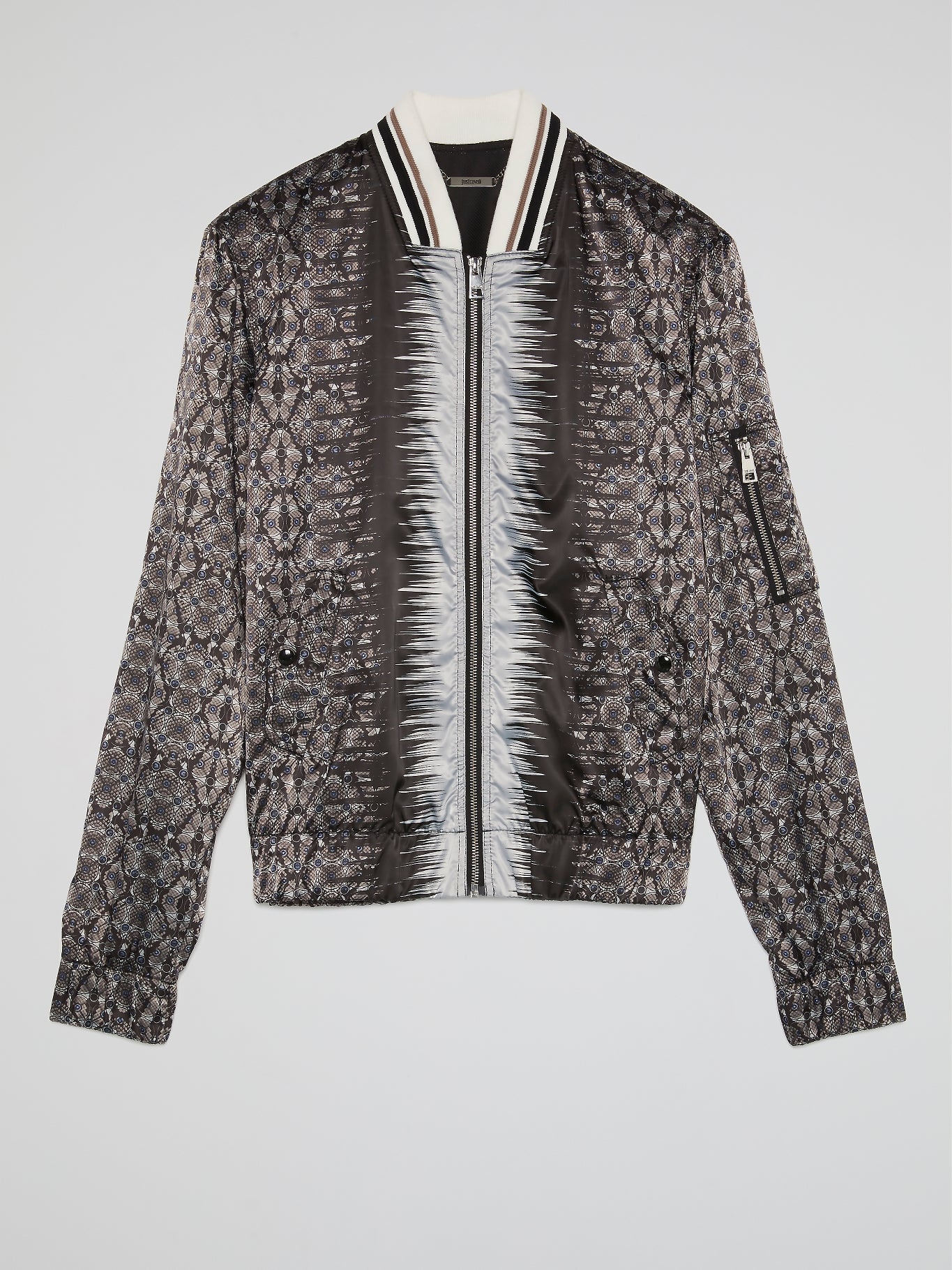 Jacquard Print Zip Up Jacket