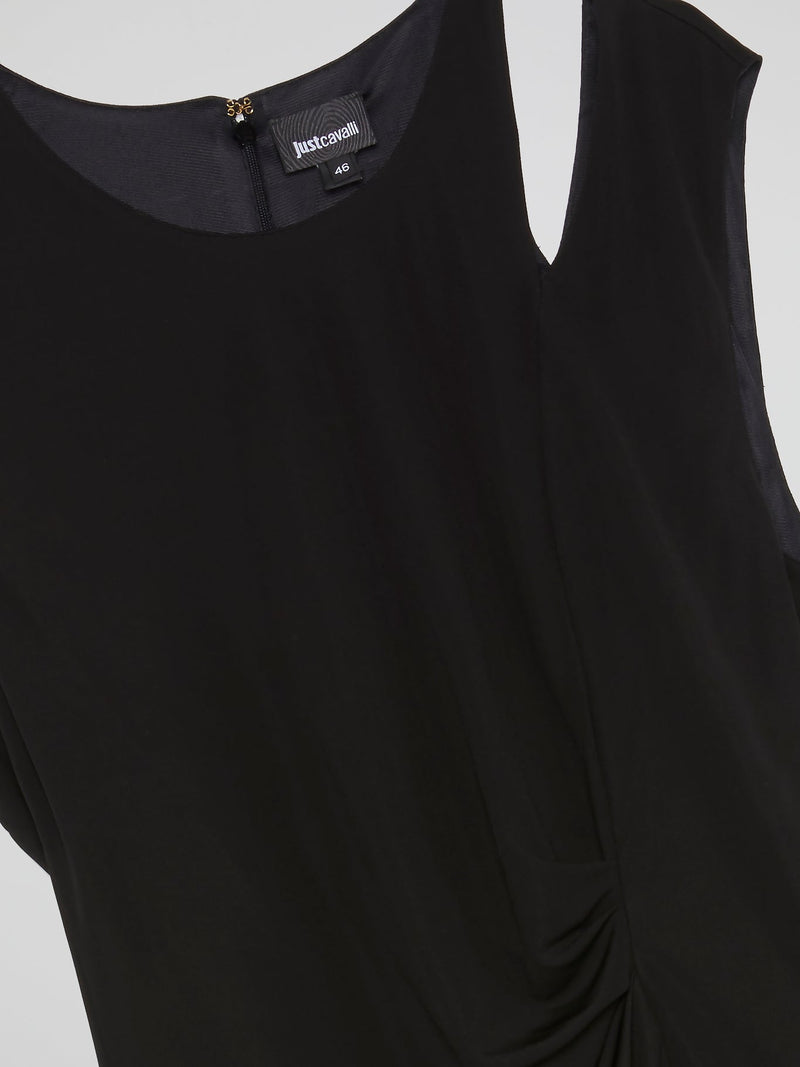 Black Cut Out Ruched Top