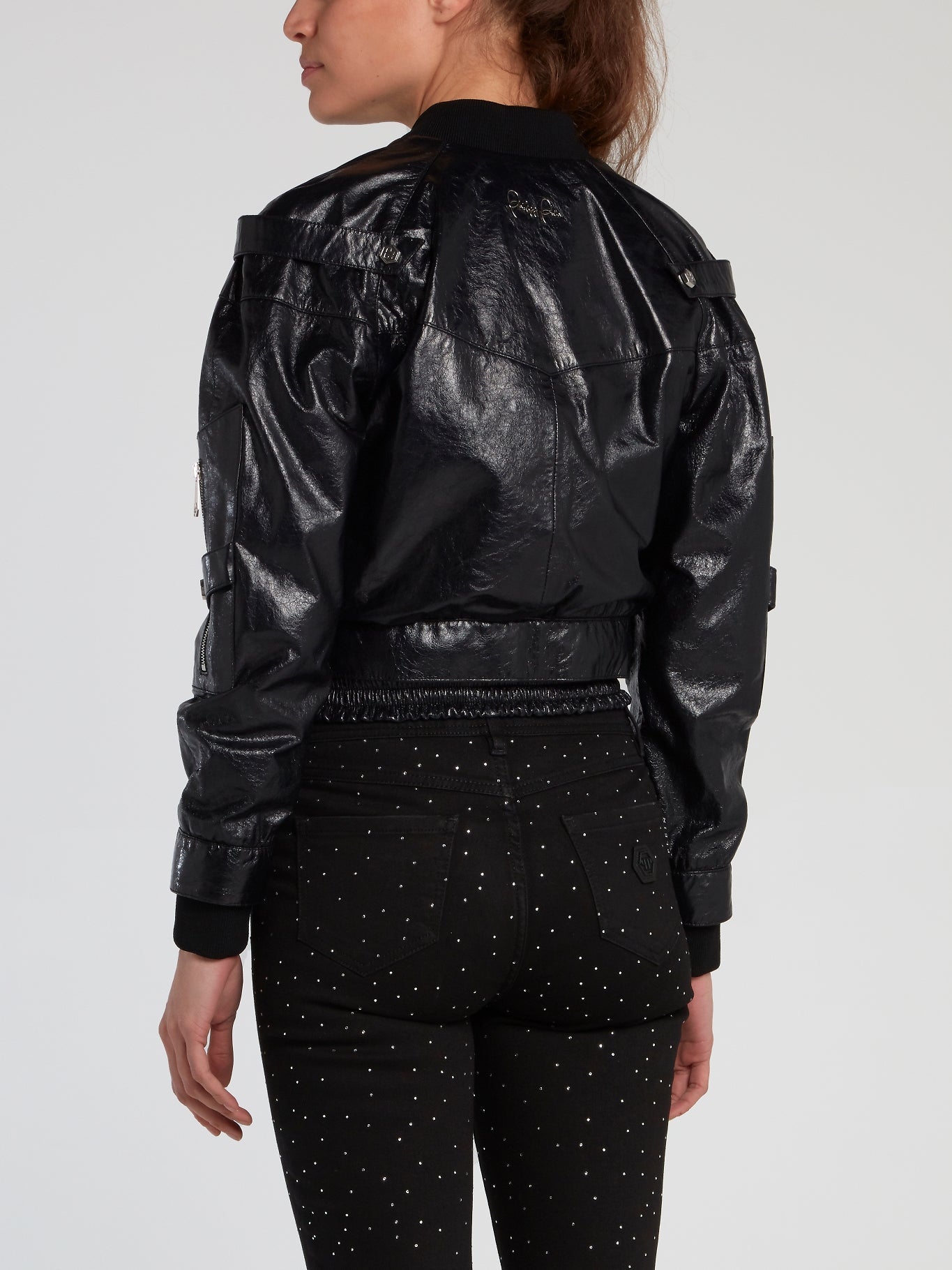 Black Lambskin Bomber Jacket