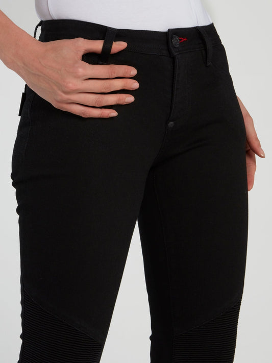 Black Skinny Biker Jeans