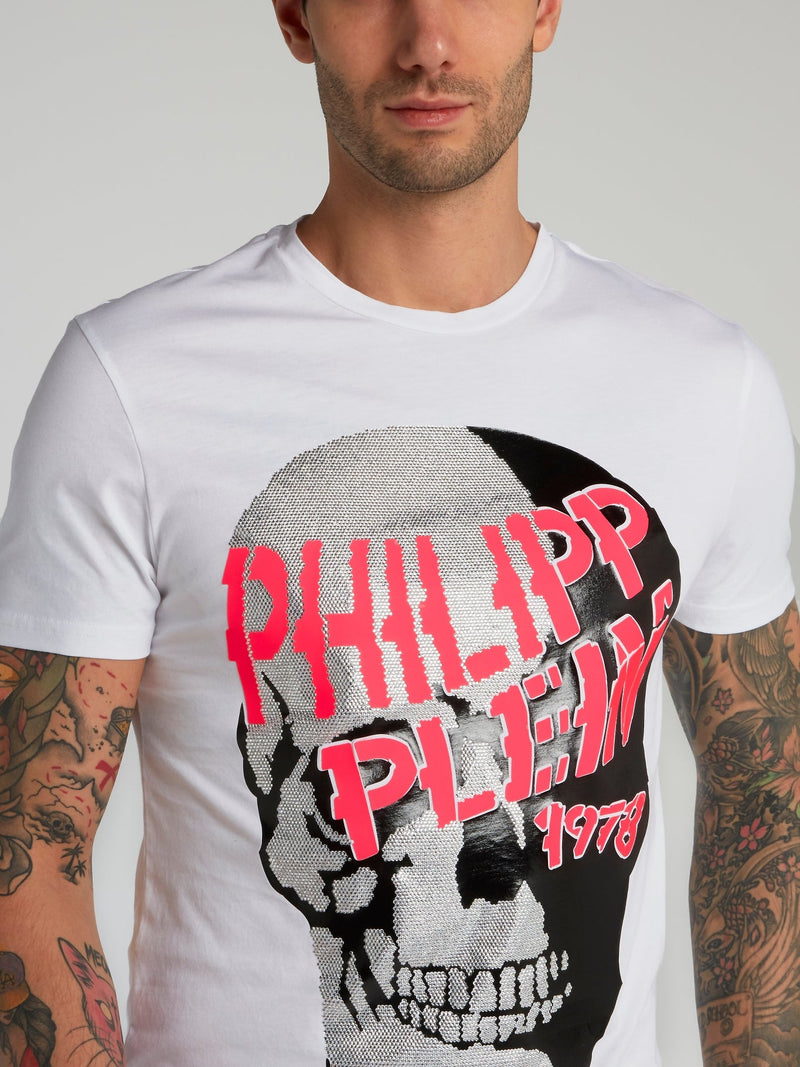 White Rhinestone Skull T-Shirt