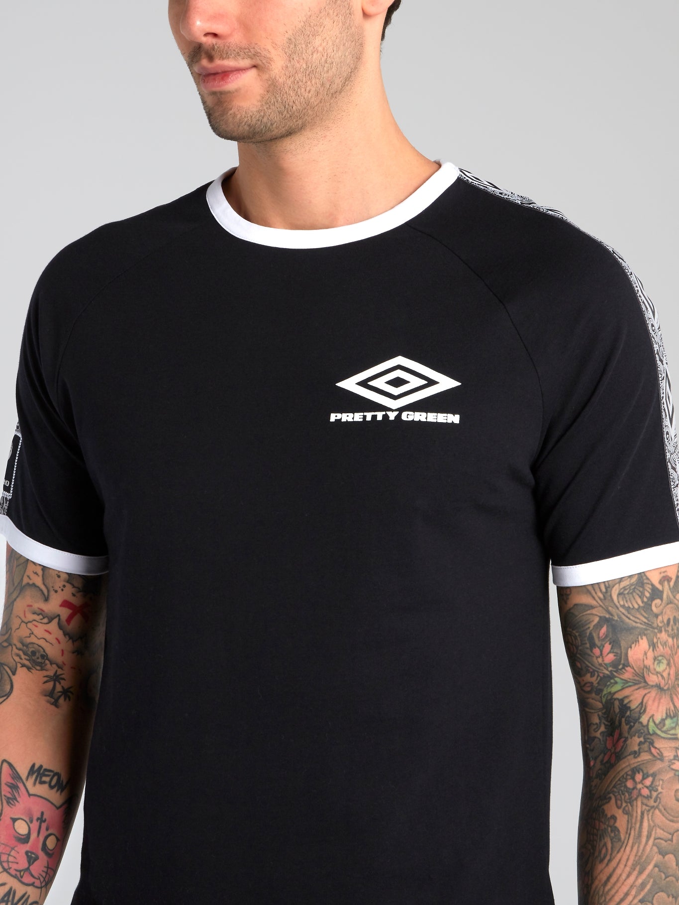 Pretty Green x Umbro Black Contrast Trim T-Shirt