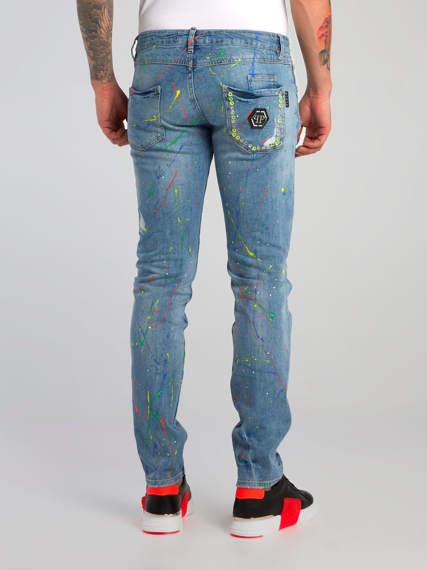 Black Paint Splatter Distressed Jeans