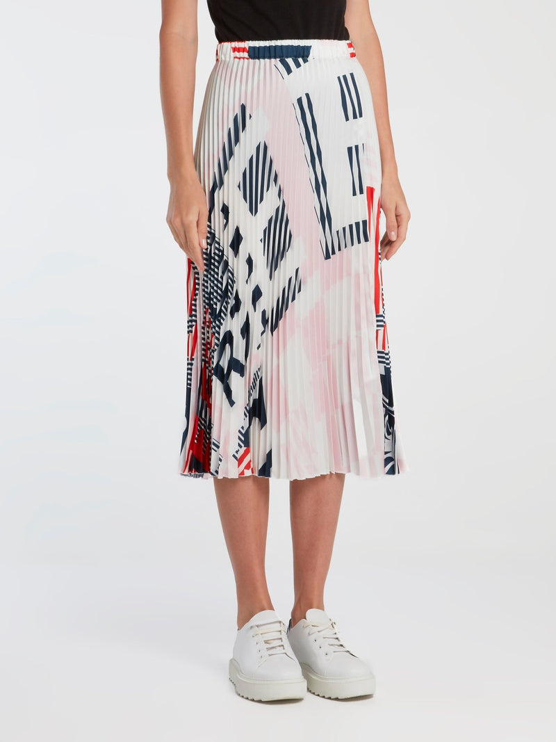 White Accordion Midi Skirt