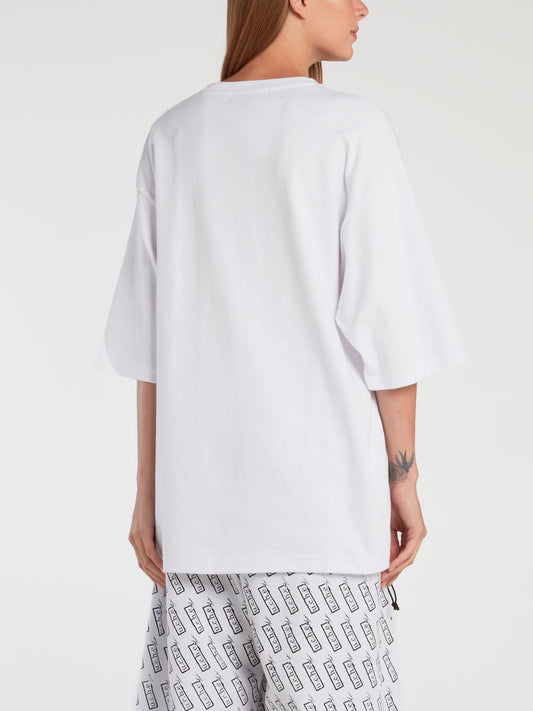 White Half Sleeve Oversized T-Shirt