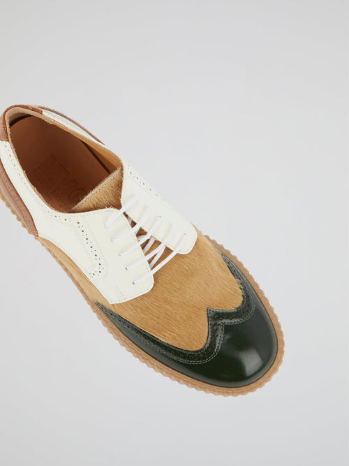 Colour Block Pony Hair Brogues