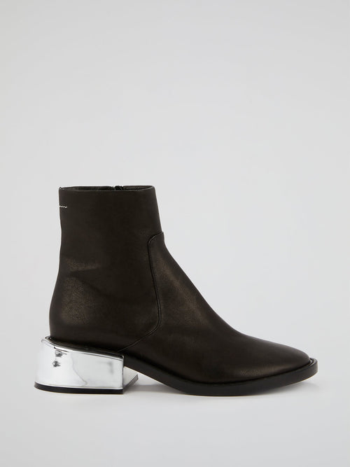 Black Contrast Heel Tabi Boots