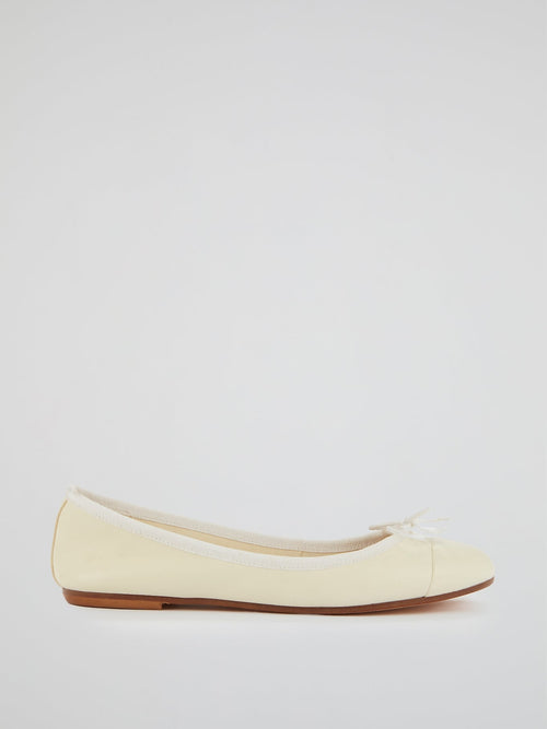 White Leather Ballerina Shoes