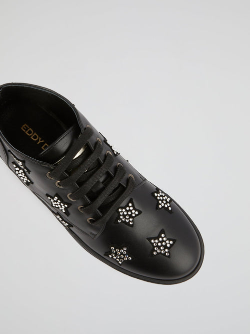 Black Strass Stars High Top Sneakers