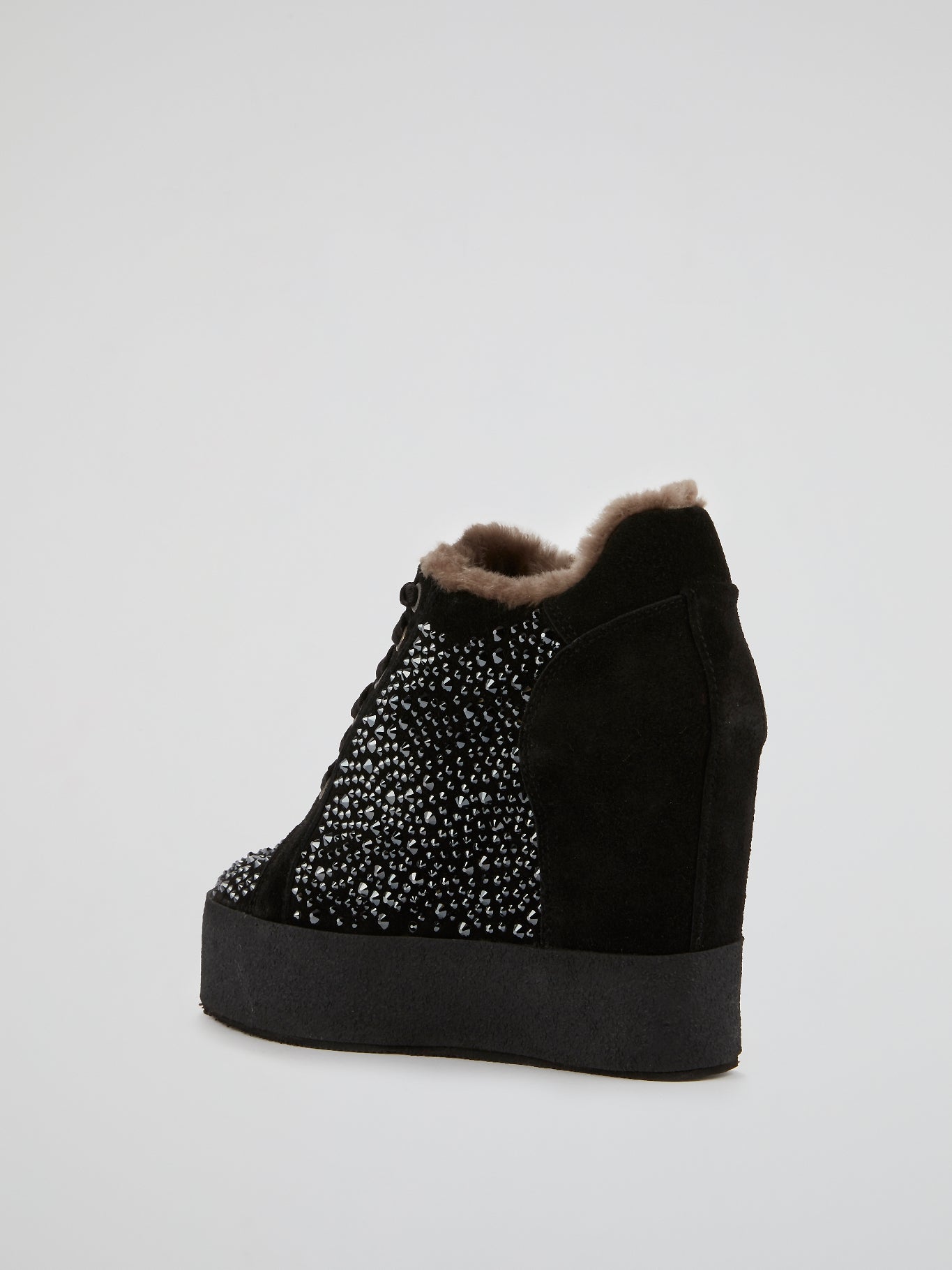 Black Multi-Stud Hidden Heel Sneakers